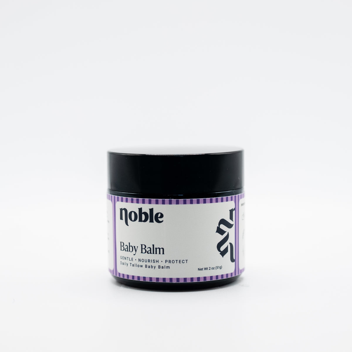 Noble Skin Co. Baby Balm 2 oz amber jar with black lid