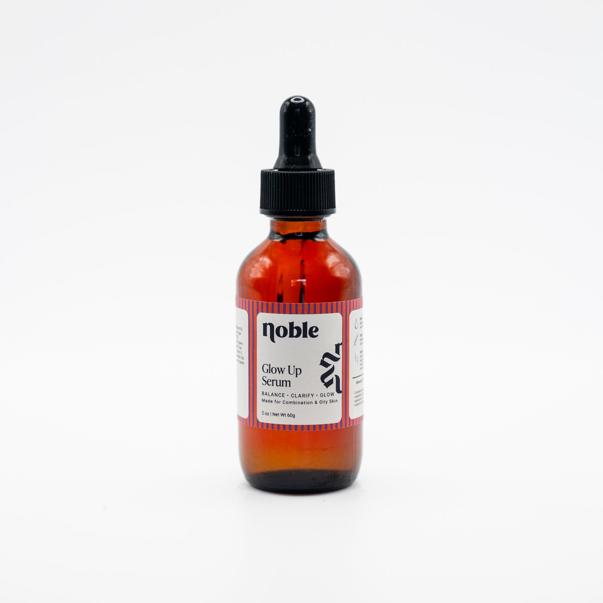 Noble Skin Co. Glow Up Serum 2 oz amber dropper bottle