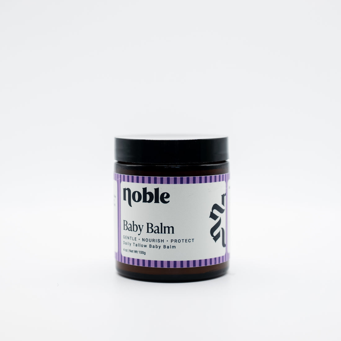 Noble Skin Co. Baby Balm 4 oz amber jar with black lid