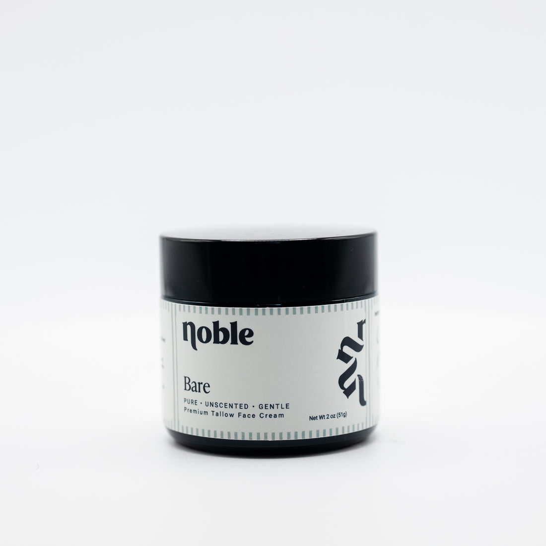 Noble Skin Co. Bare 2 oz amber jar with black lid