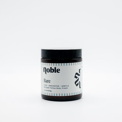 Noble Skin Co. Bare 4 oz amber jar with black lid