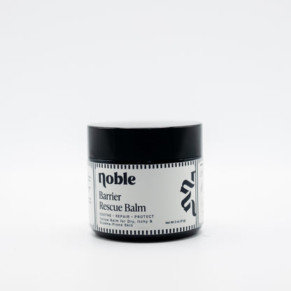 Noble Skin Co. Barrier Rescue Balm 2 oz amber jar with black lid