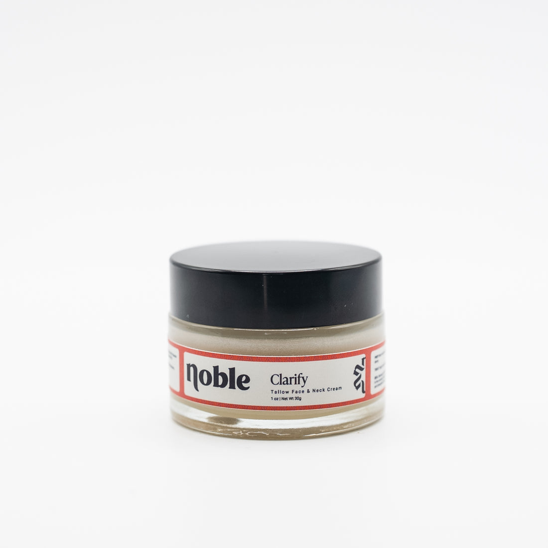 Noble Skin Co. Clarify Face Cream 1 oz clear glass jar with black lid