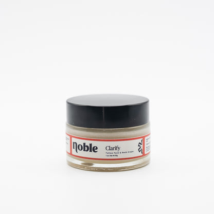 Noble Skin Co. Clarify Face Cream 1 oz clear glass jar with black lid