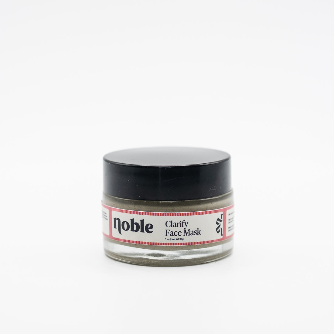 Noble Skin Co. Clarify Face Mask 1 oz clear glass jar with black lid