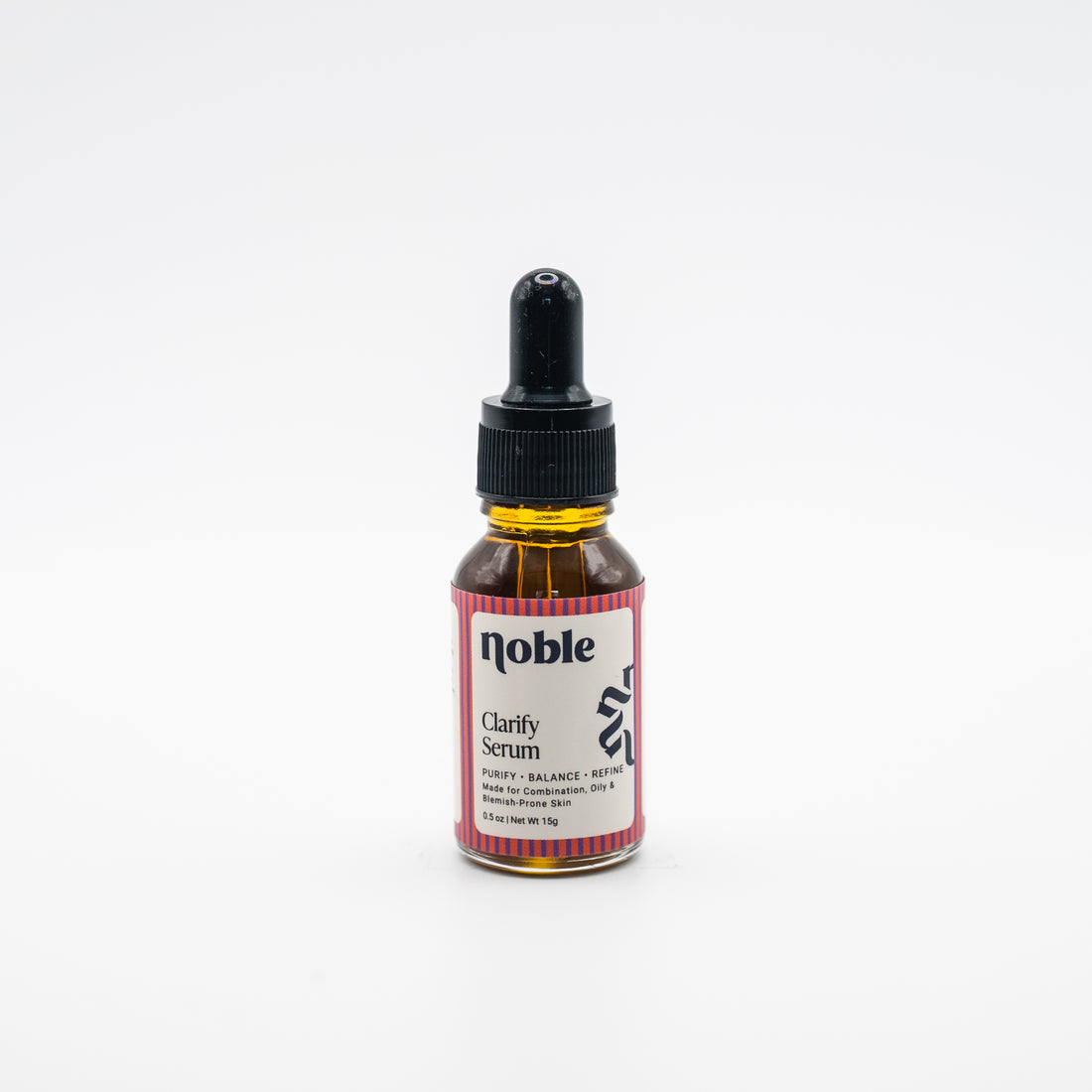 Noble Skin Co. Clarify Face Serum 0.5 oz clear glass dropper bottle