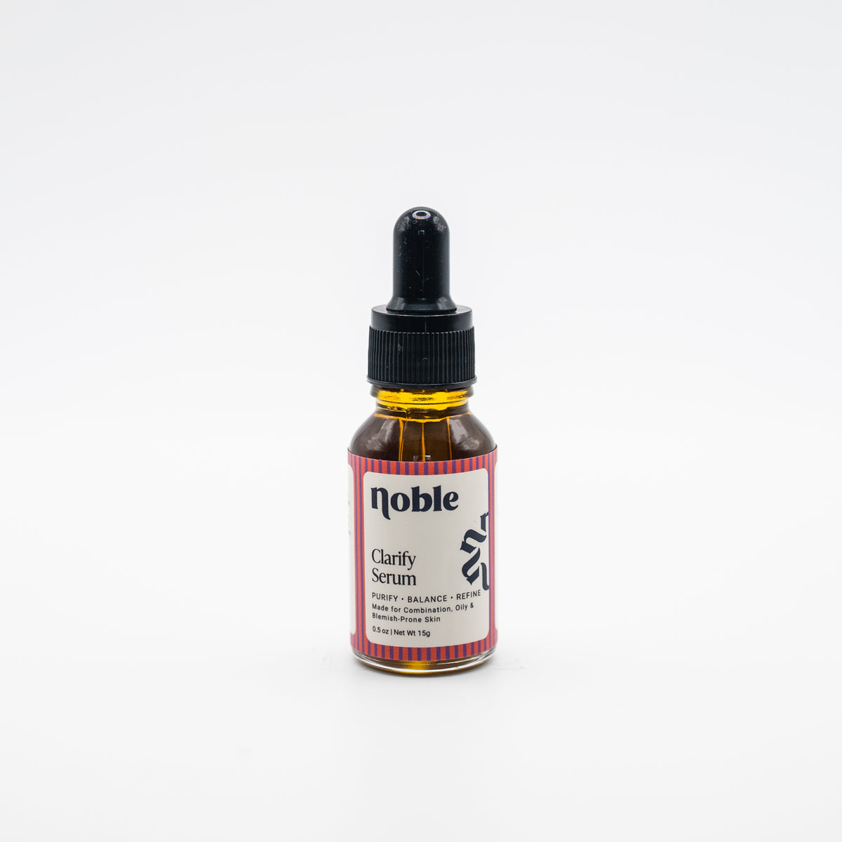 Noble Skin Co. Clarify Face Serum 0.5 oz clear glass dropper bottle