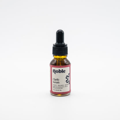 Noble Skin Co. Clarify Face Serum 0.5 oz clear glass dropper bottle