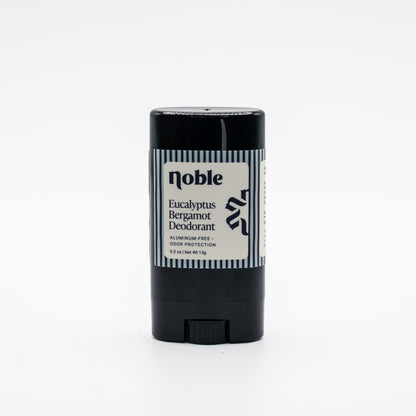 Noble Skin Co. Eucalyptus Bergamot Deodorant 0.5 oz black travel stick with cap