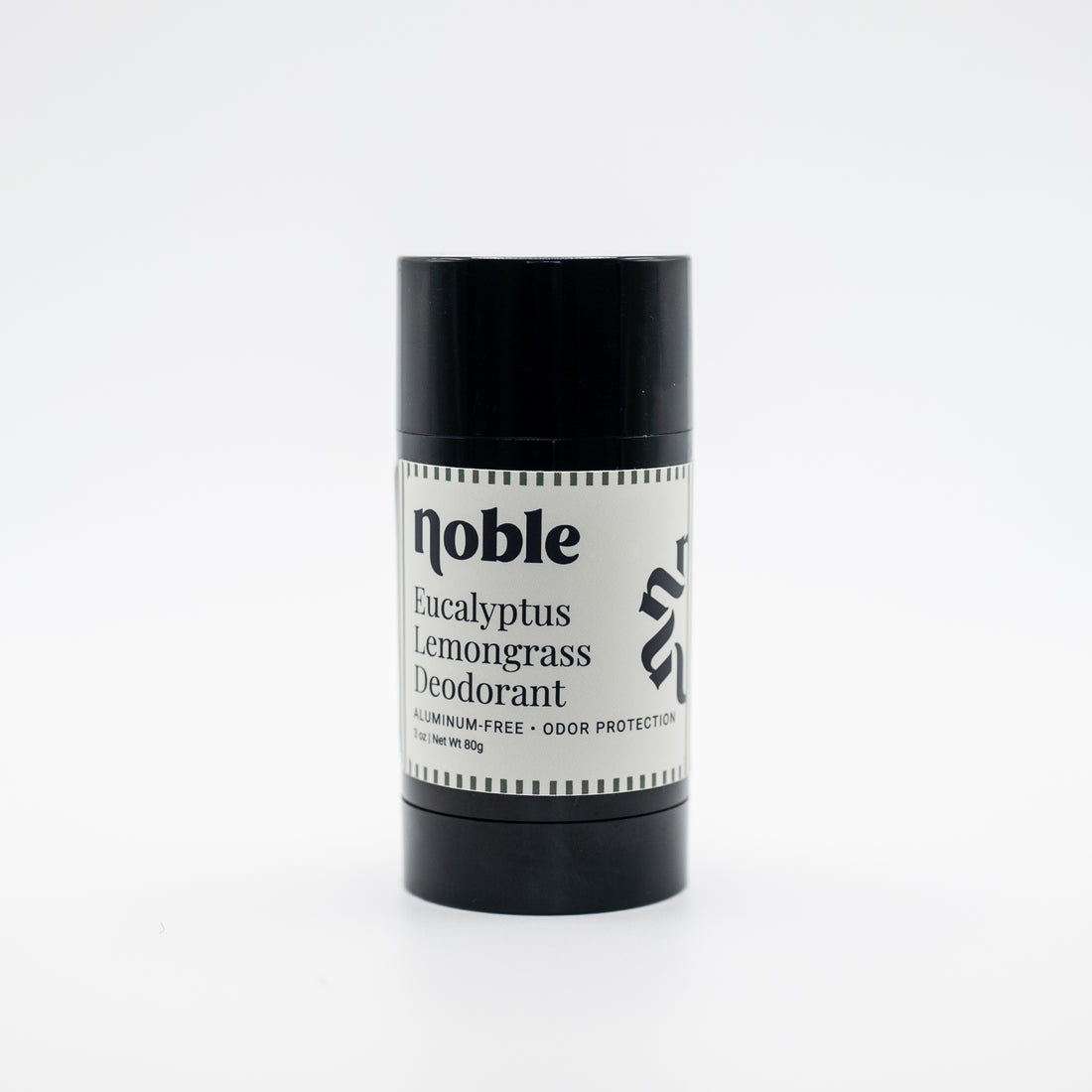 Noble Skin Co. Eucalyptus Lemongrass Deodorant 3 oz black stick with cap