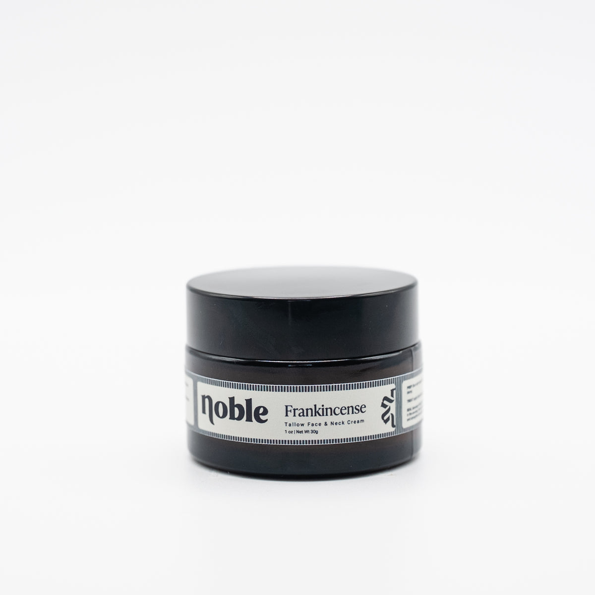Noble Skin Co. Frankincense 1 oz clear glass jar with black lid