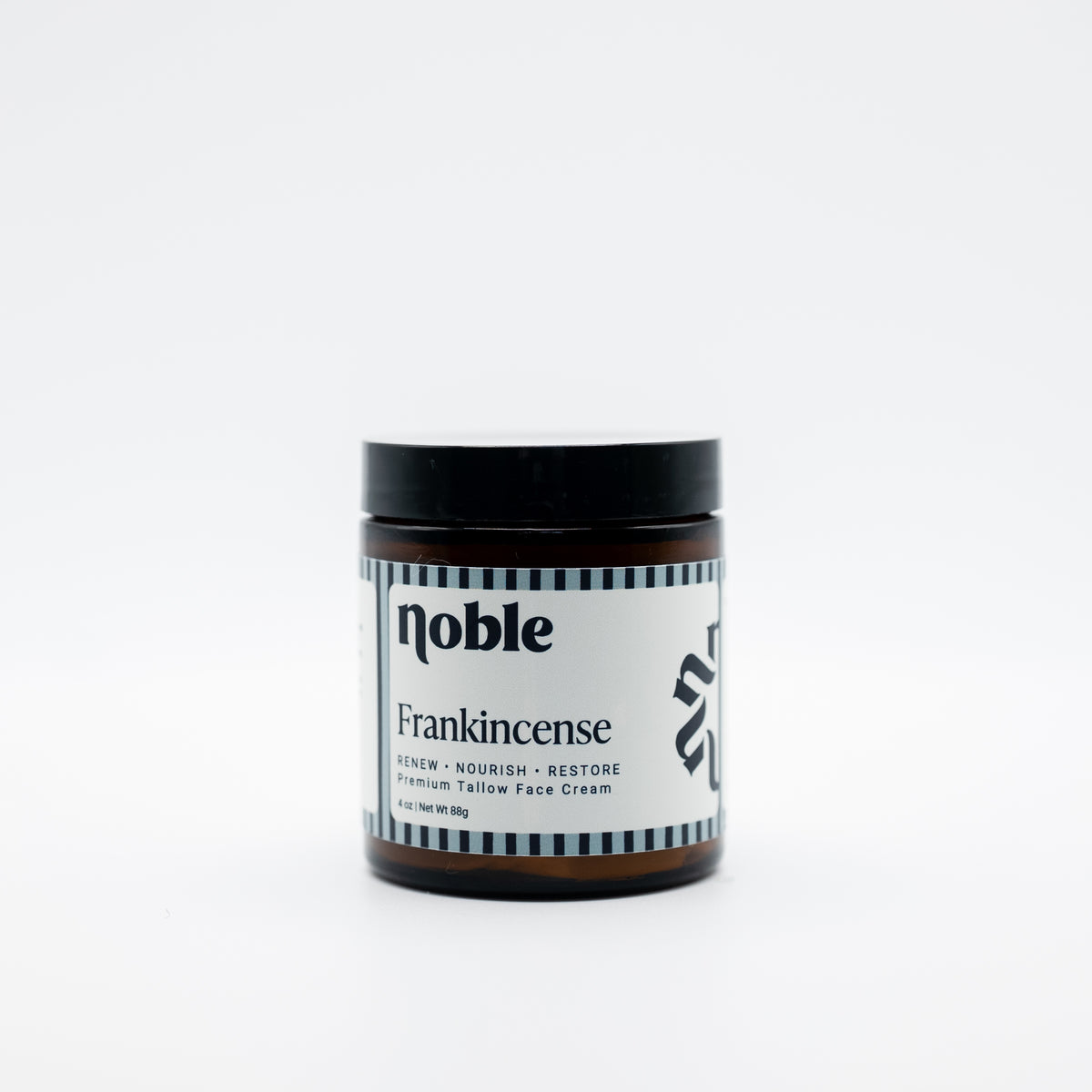 Noble Skin Co. Frankincense 4 oz amber jar with black lid