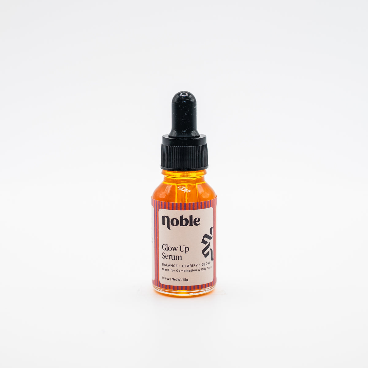 Noble Skin Co. Glow Up Serum 0.5 oz clear glass dropper bottle