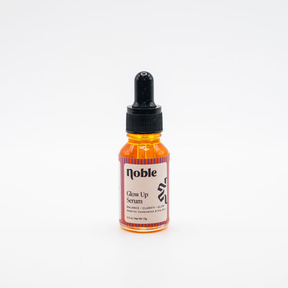 Noble Skin Co. Glow Up Serum 0.5 oz clear glass dropper bottle