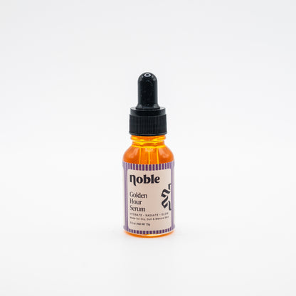 Noble Skin Co. Golden Hour Serum 0.5 oz clear glass dropper bottle