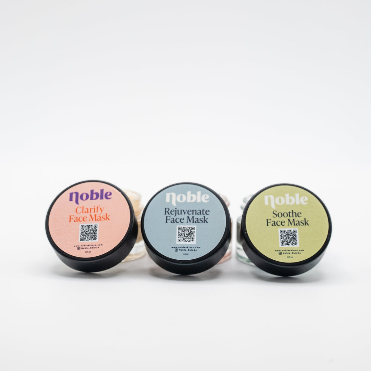 Mask Trio: Clarify, Rejuvenate, and Soothe face masks in 0.5 oz jars