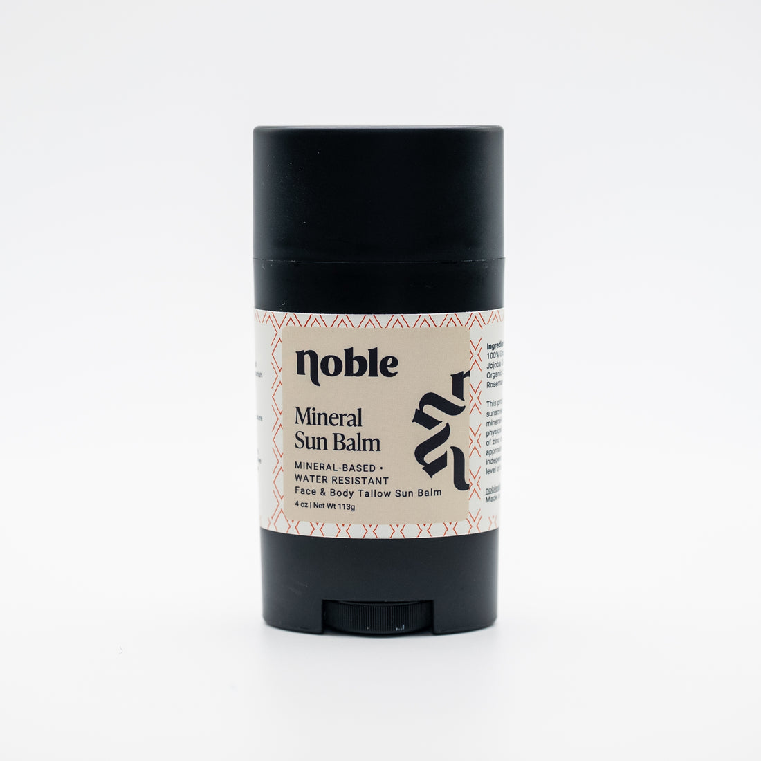 Noble Skin Co. Mineral Sun Balm 4 oz black stick with cap