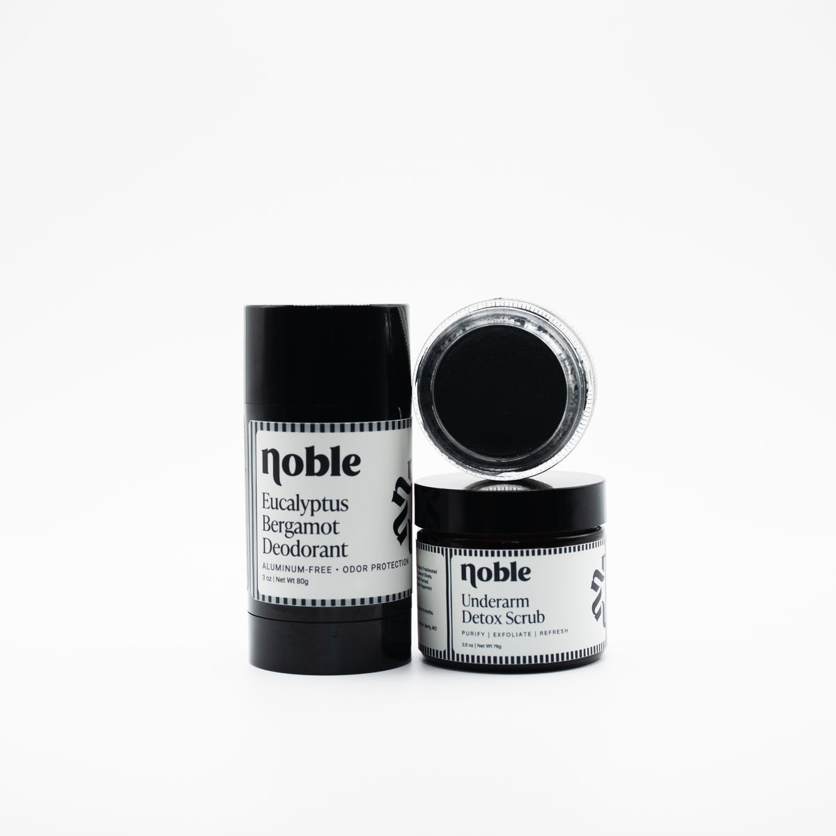 Noble Skin Co. Eucalyptus Bergamot Deodorant 3 oz and Underarm Detox Scrub 2.5 oz