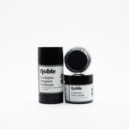 Noble Skin Co. Eucalyptus Bergamot Deodorant 3 oz and Underarm Detox Scrub 2.5 oz