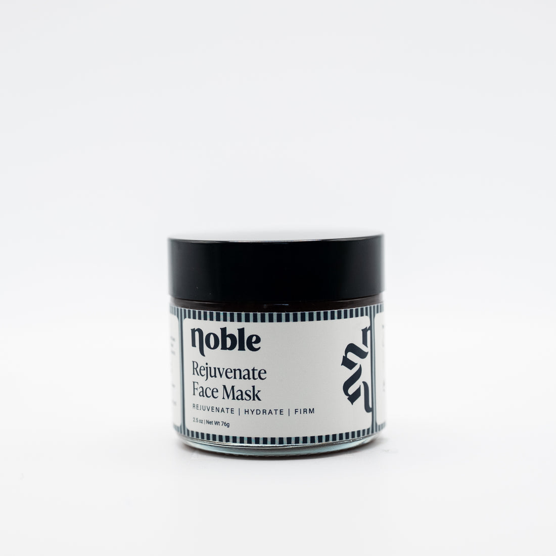 Noble Skin Co. Rejuvenate Face Mask 2.5 oz clear glass jar with black lid