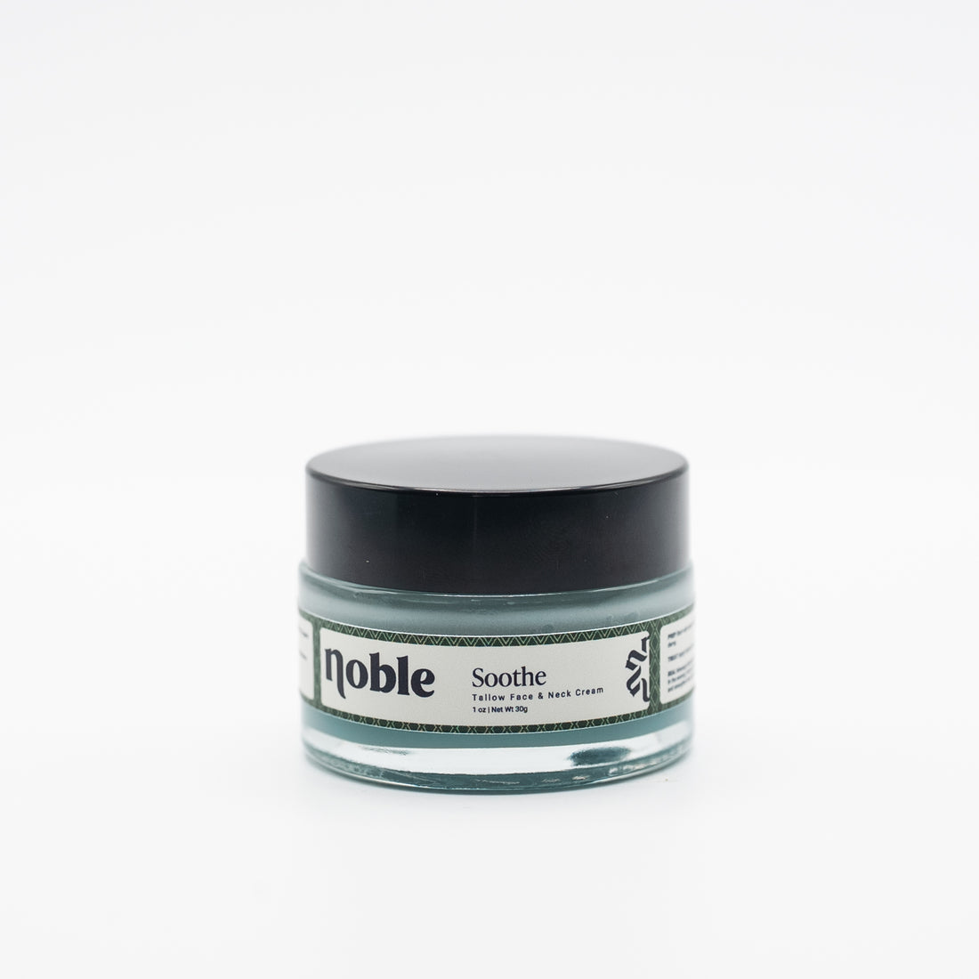 Noble Skin Co. Soothe Face Cream 1 oz clear glass jar with black lid