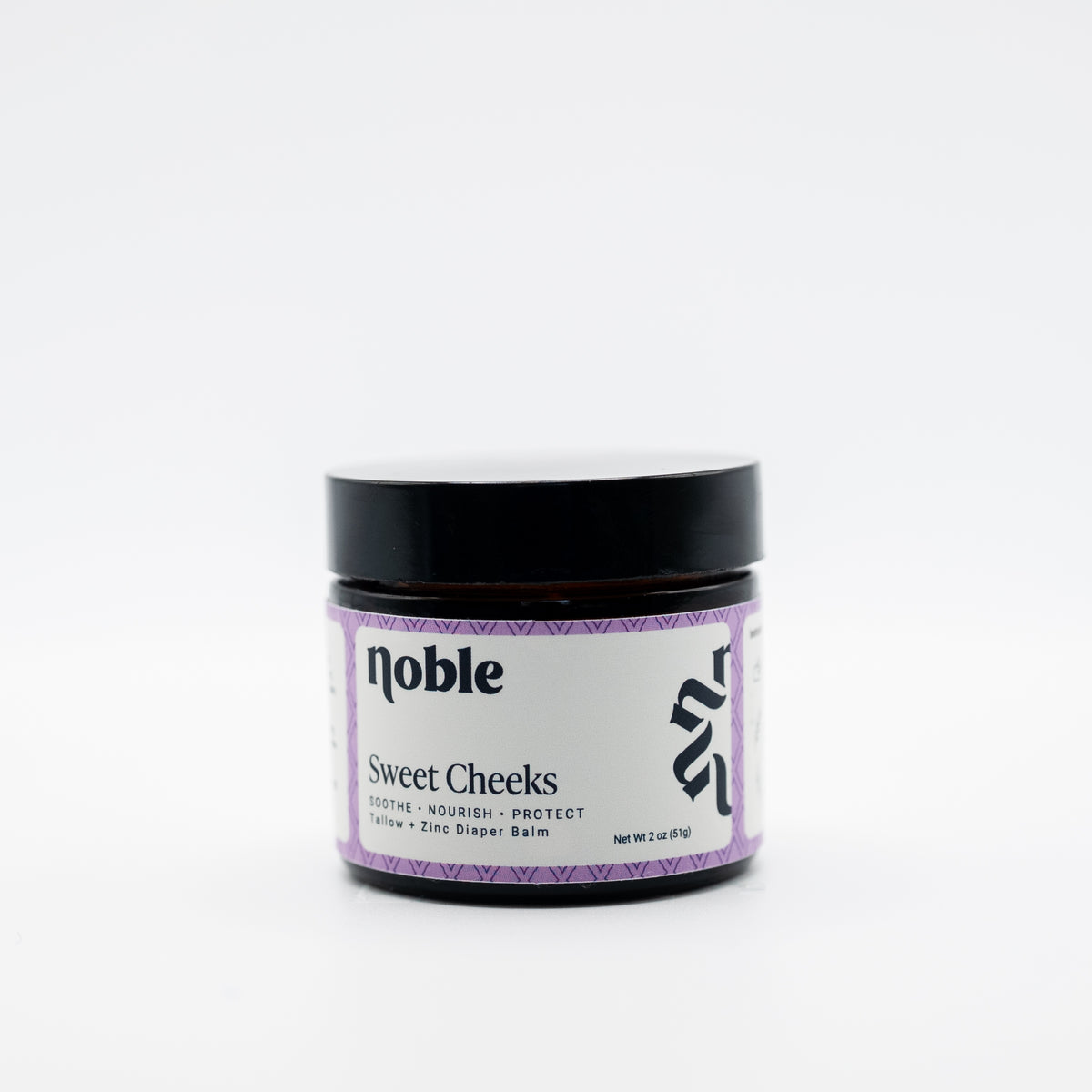 Noble Skin Co. Sweet Cheeks 2 oz amber jar with black lid