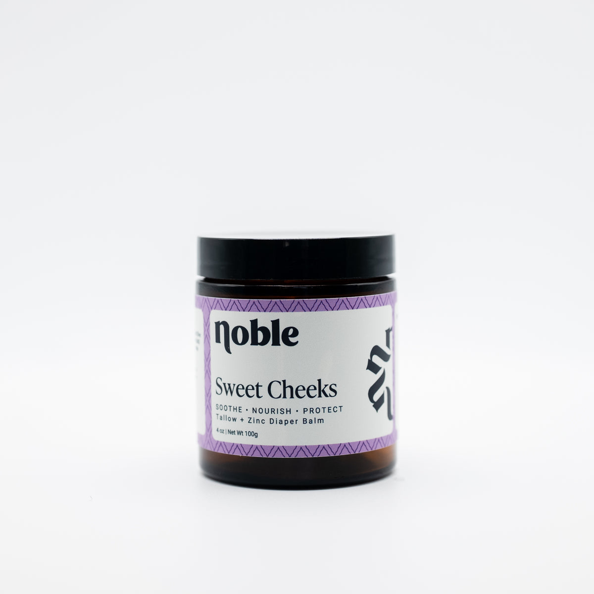 Noble Skin Co. Sweet Cheeks 4 oz amber jar with black lid