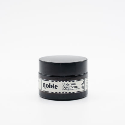 Noble Skin Co. Underarm Detox Scrub 1 oz clear glass jar with black lid