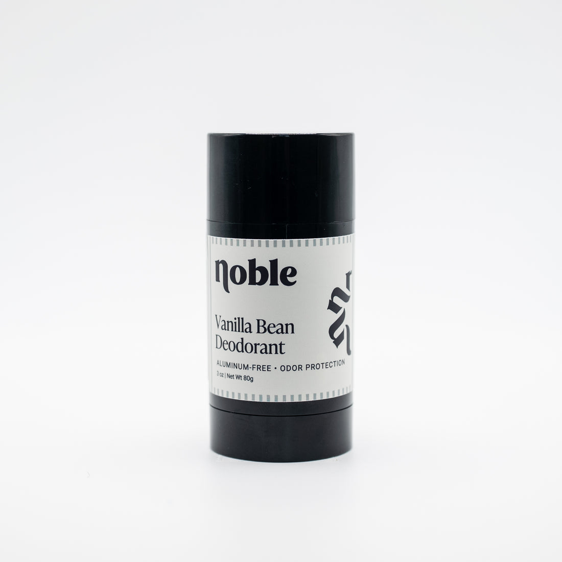 Noble Skin Co. Vanilla Bean Deodorant 3 oz black stick with cap