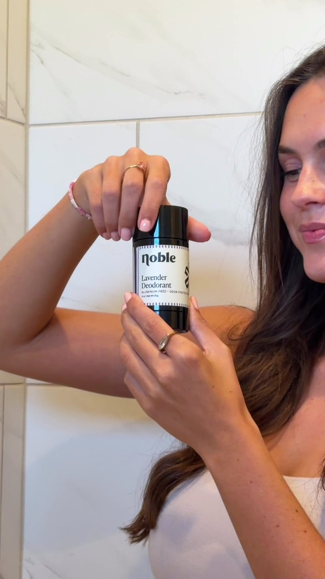 Video showing and applying an open Lavender Deodorant stick.